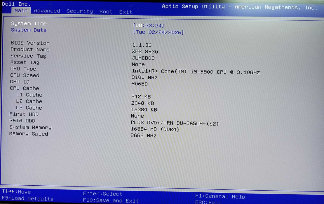 Dell XPS 8930 Tower Intel i9-9900 CPU 3.10 16GB RAM - No HDD