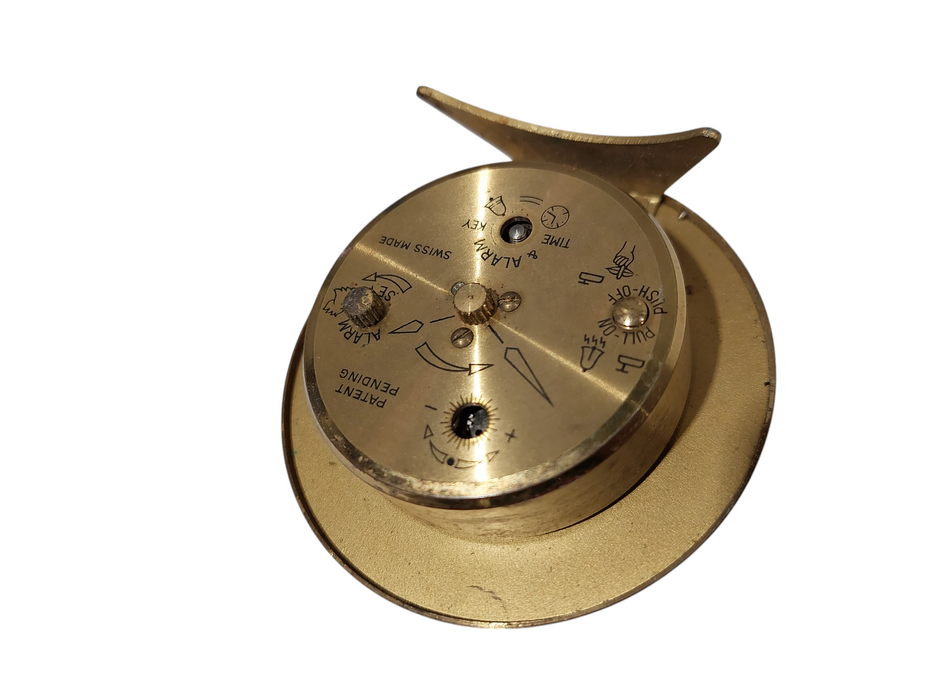Vintage Brass Alarm Clock SWIZA 8  Swiss Made  =