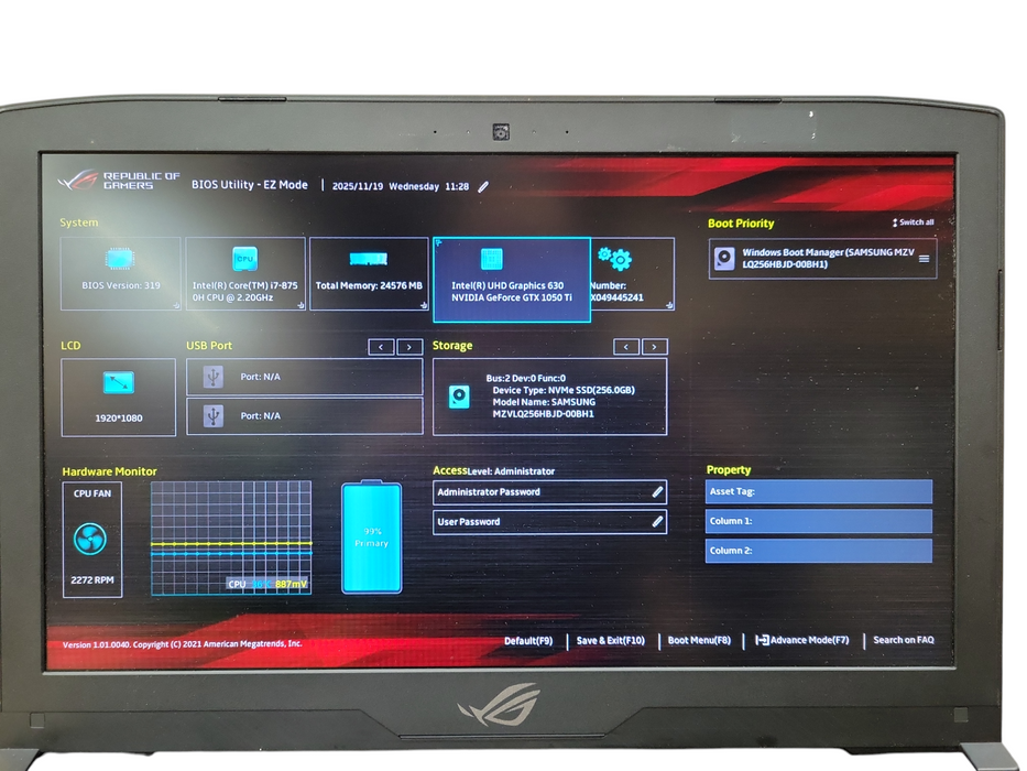 ASUS STRIX GL503GE 15.6" Laptop i7-8750H 24GB RAM 256GB SSD GTX 1050Ti ! Lap200