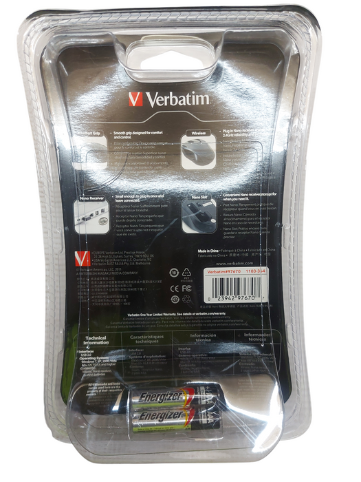 Lot 5x - Verbatim GO NANO Wireless Mouse - Slate Black
