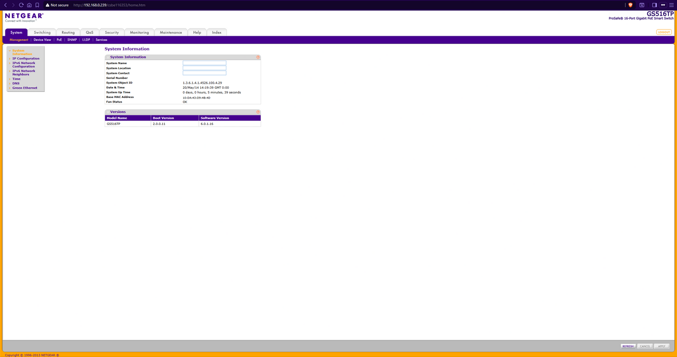 NETGEAR ProSafe GS516TP 16-Port Gigabit PoE Smart Switch