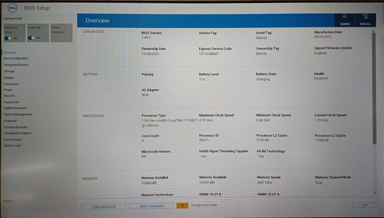Dell Latitude 5420, i7-1165G7 2.80GHz, 16GB DDR4, 512GB NVMe, No AC Adapter  Lap200
