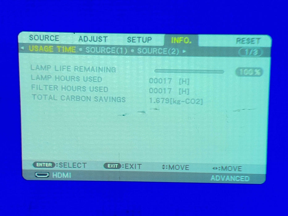 NEC NP-PA550W WXGA 1280x800 3LCD Projector 5500-Lumens only 17 Lamp Hours _