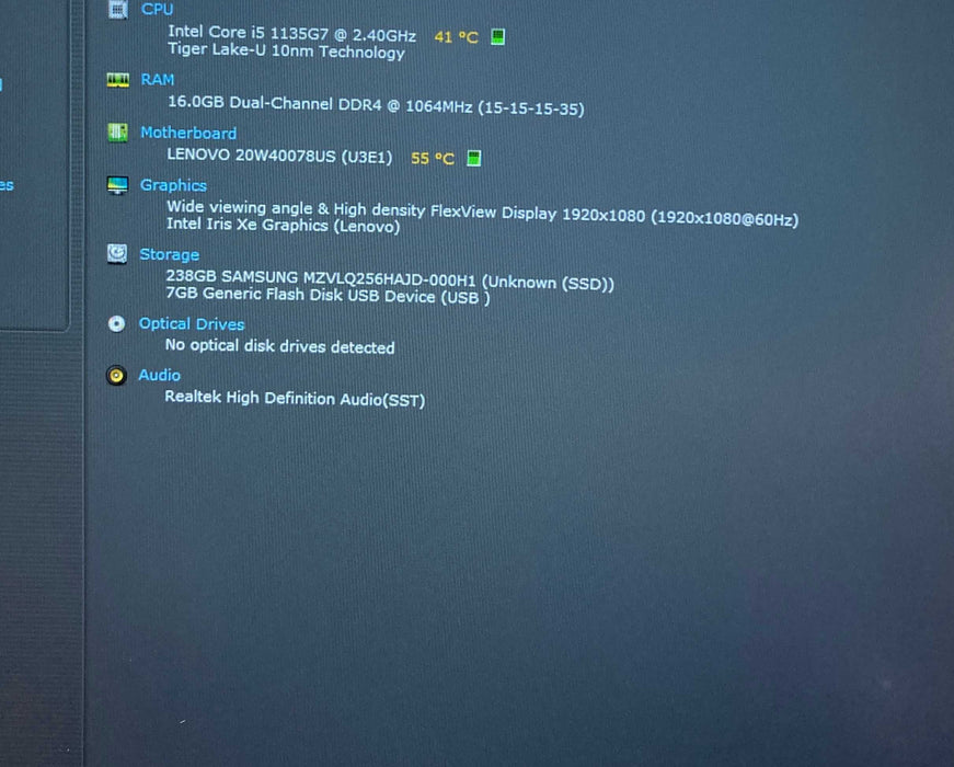 Lenovo ThinkPad T15 Gen 2 Core i5-1135G7@2.4GHz 16GB RAM 256GB SSD  Lap200