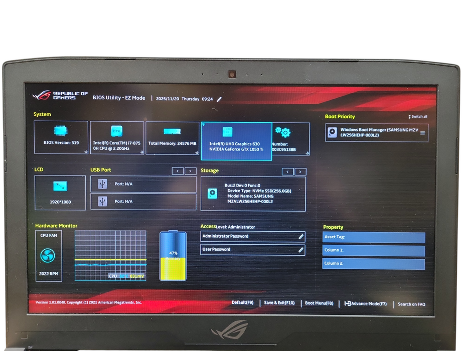 ASUS STRIX GL503GE 15.6" Laptop i7-8750H 24GB RAM 256GB SSD GTX 1050Ti ! Lap200