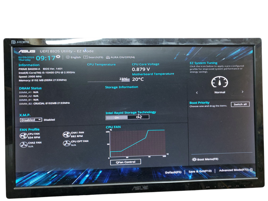 Silverstone Tower PC, i5-10400@2.9GHz, ASUS Prime B460M-A, 8GB DDR4, No HDD