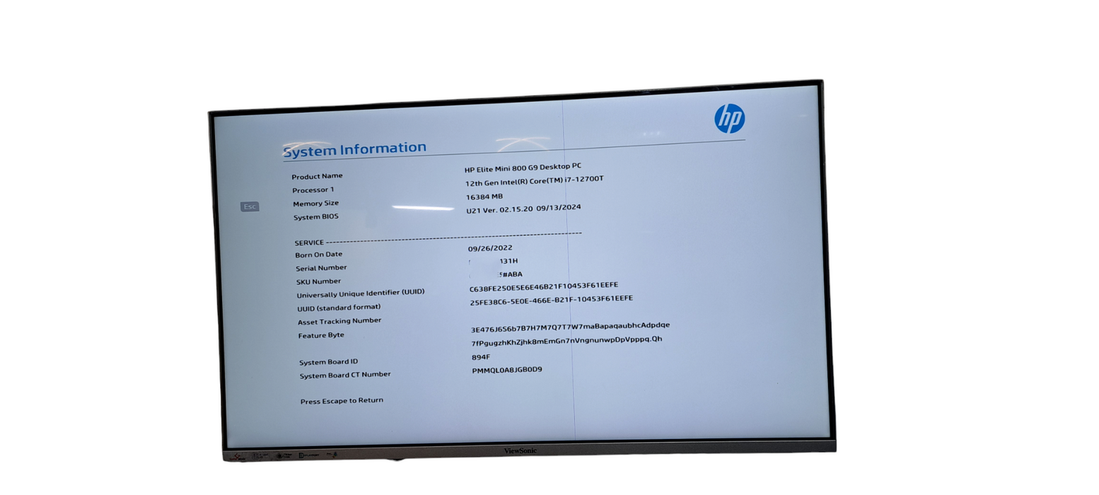 HP Elite Mini 800 G9 i7-12700 CPU|16GB DDR5|256GB NVMe W/ AC