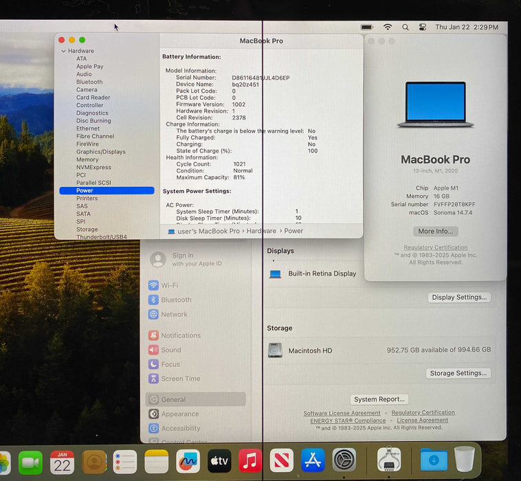 Apple MacBook Pro 13" M1 2020 16GB RAM 1TB SSD Line On Screen READ!