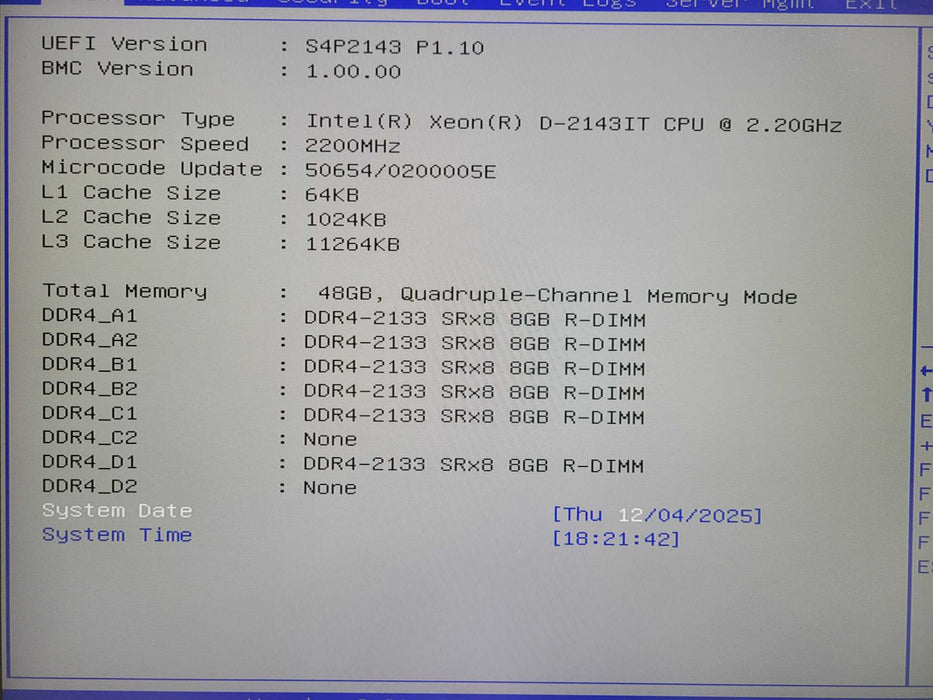 Datto S4P4 1U 4x 3.5" Server | Xeon D-2143IT @2.20GHz, 48GB DDR4 2x 2TB HDD !