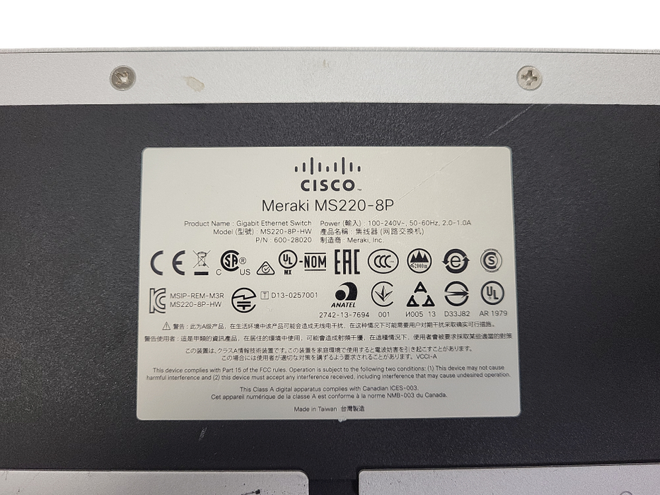 Cisco Meraki MS220-8P, 8-Port Gigabit PoE Network Switch, UNCLAIMED !