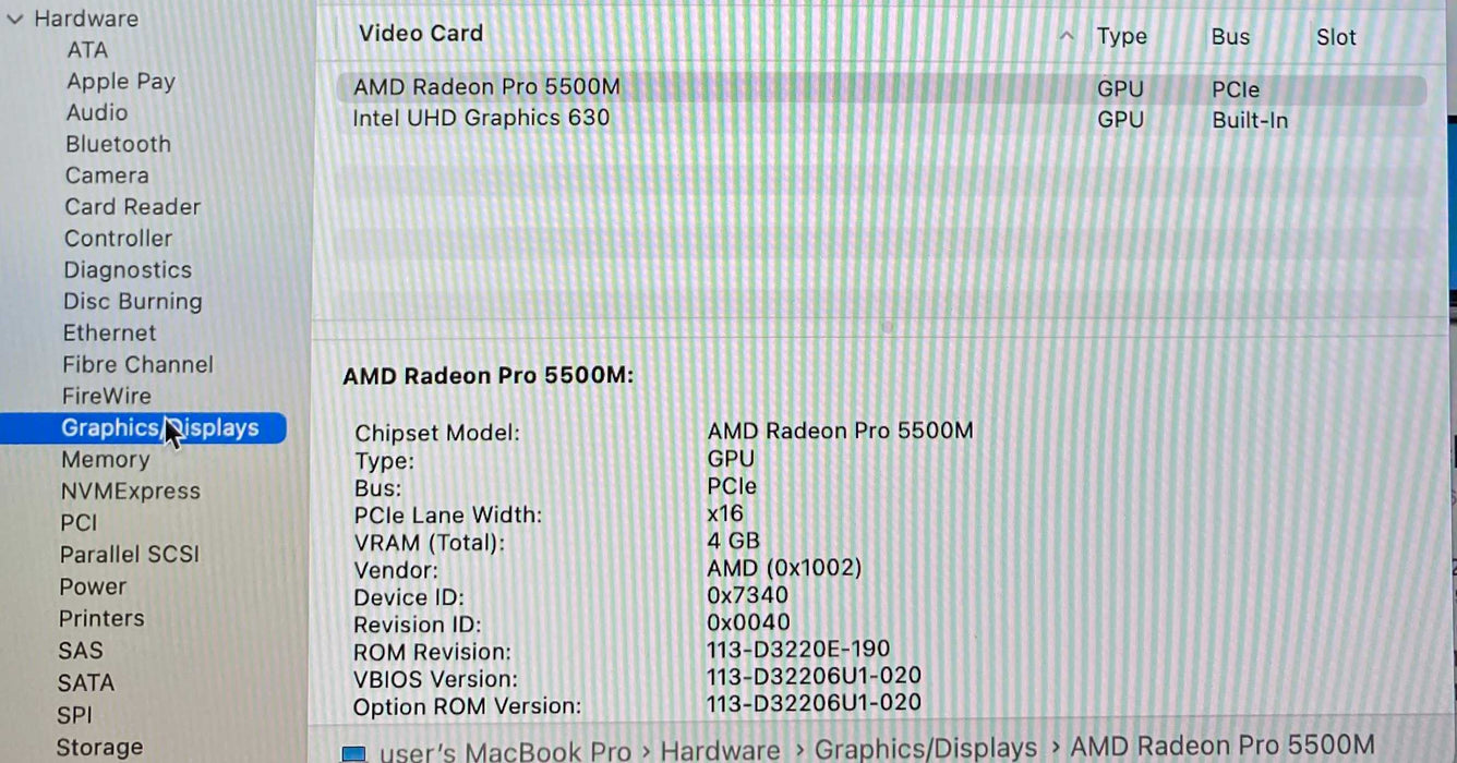 Apple MacBook Pro 16" 2019 i9-9880H Radeon PRO 5500 16GB RAM 1TB SSD READ