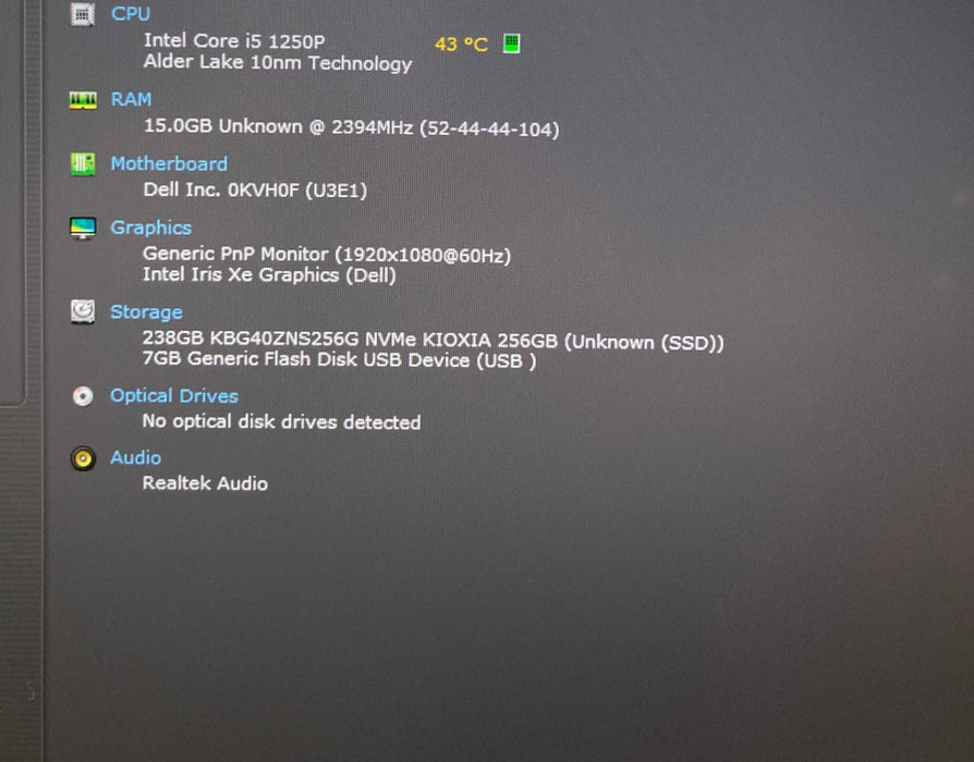 Dell Latitude 7430 Core i5-1250P@1.7GHz 16GB RAM 256GB SSD  Lap200
