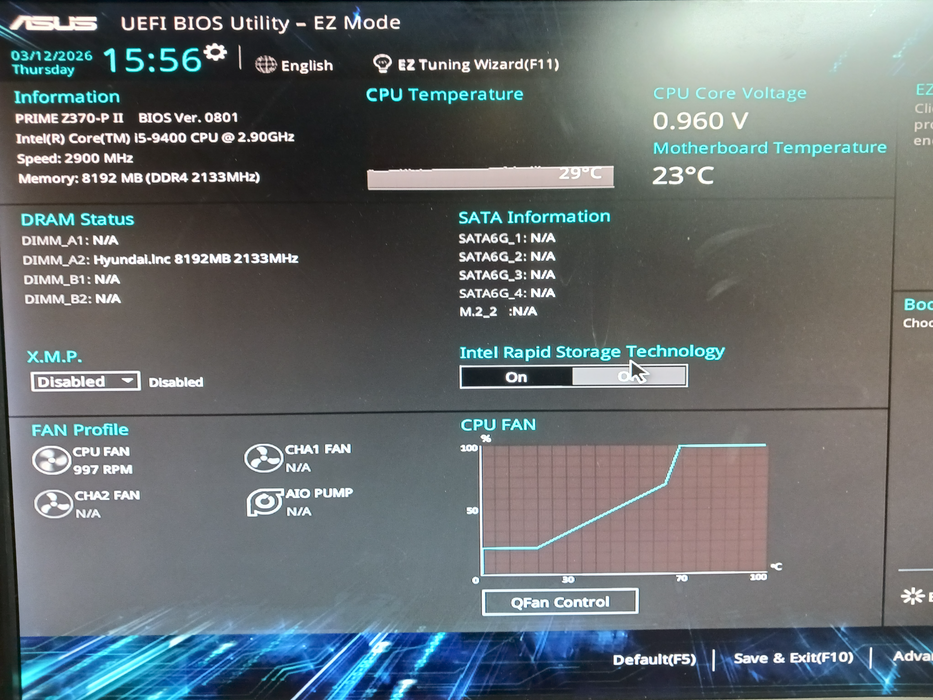 Asus Prime Z370-P II Motherboard & Intel i5-9400 8GB DDR4 No I/O Shield