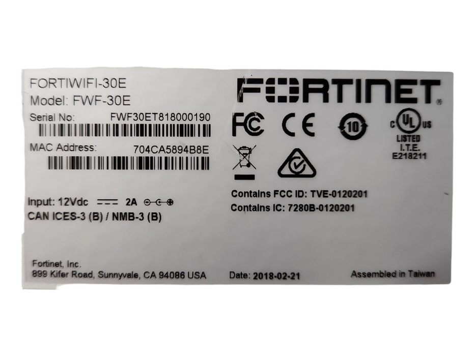 Fortinet FortiWiFi 30E Network Security Firewall, FWF-30E | Factory Reset