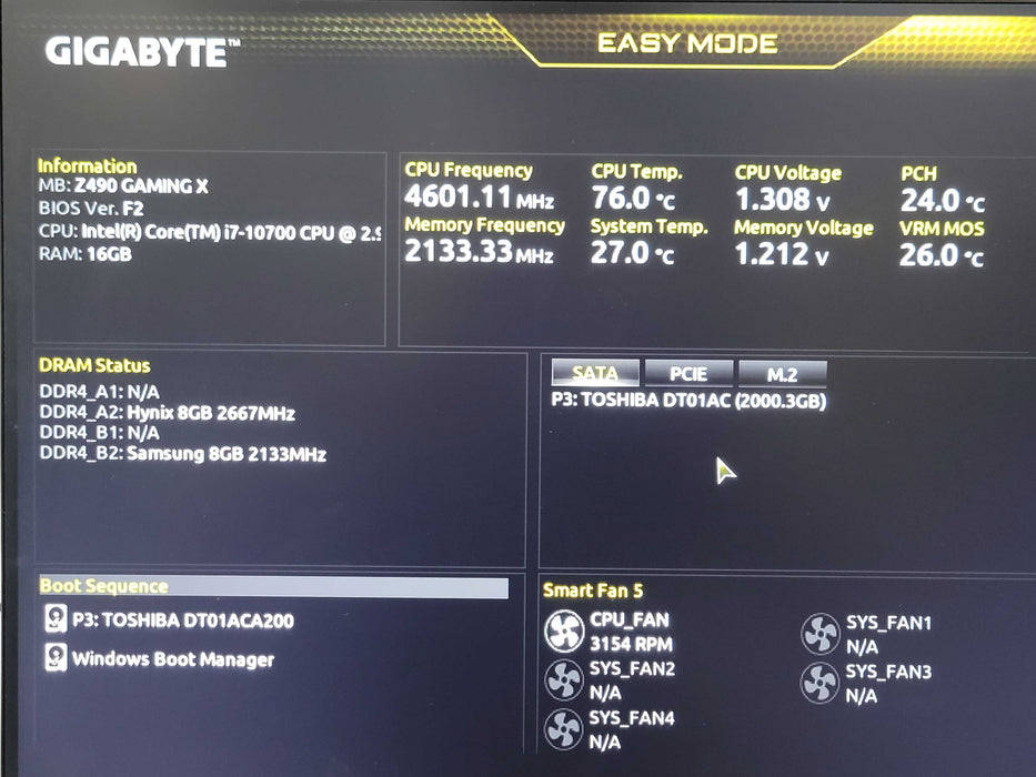 Custom/gigabyte tower PC, Core I7-10700 2.90GHz, 16GB DDR4, 540W PSU