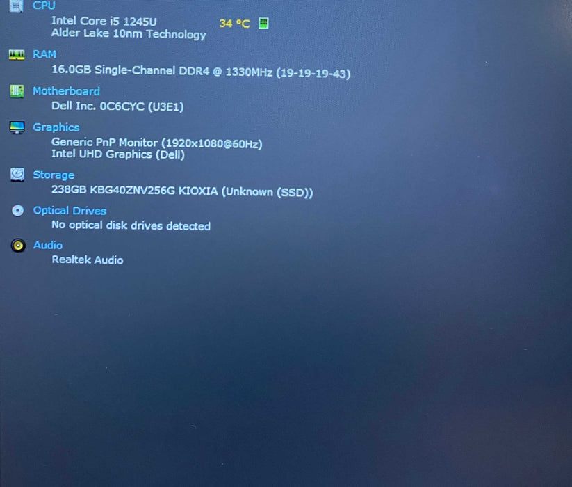 Dell Latitude 5530 TOUCH Core i5-1245U@1.60GHz 16GB RAM 256GB SSD READ  Lap200