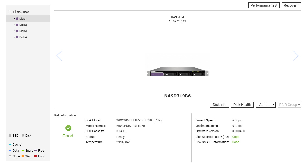 QNAP TS-469U-RP 1U 4 Bay NAS, 4x 4TB HDDs