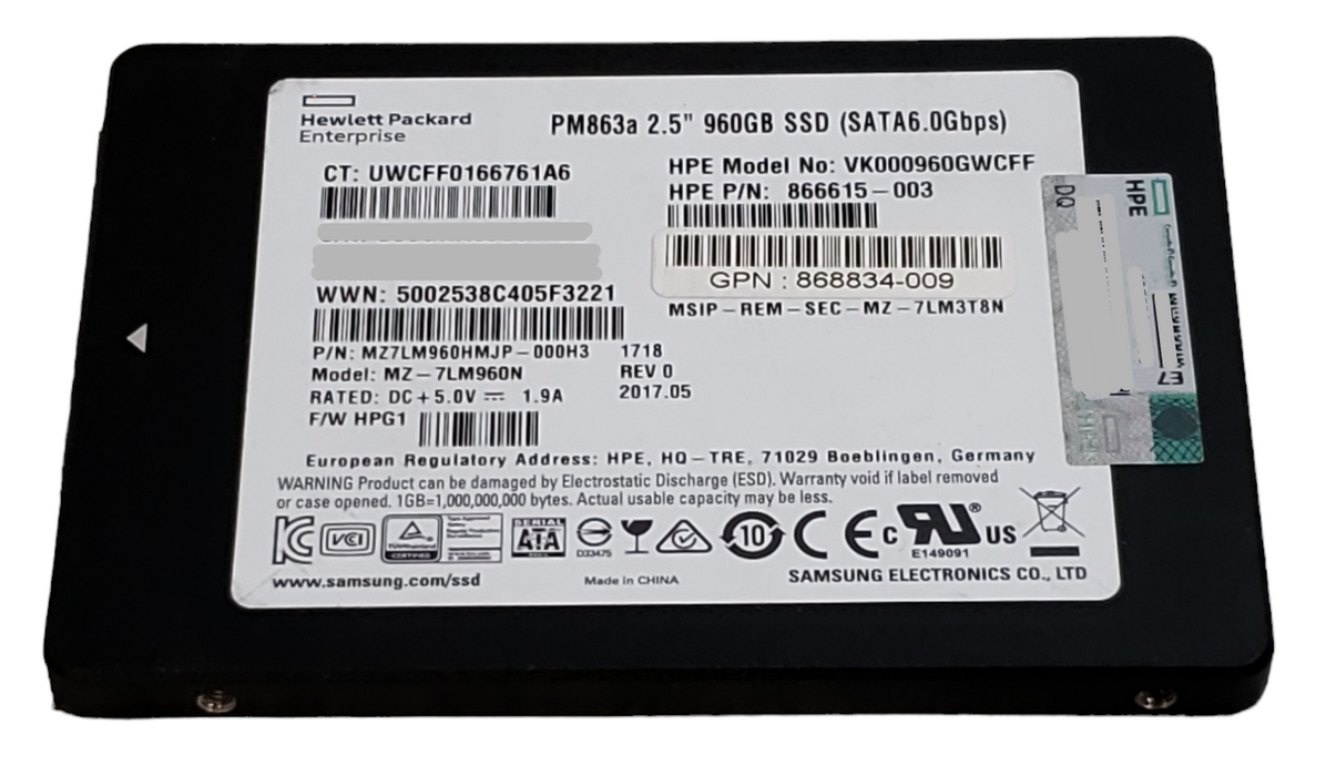 Lot 10x 960GB SATA 2.5" 6Gb/s 7mm SSD - Assorted Brands +