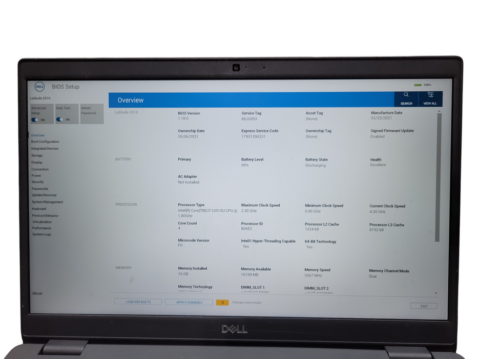 Dell Latitude 3510, i7-10510U @ 2.30GHz, 16GB DDR4, 256GB NVMe ! Lap200