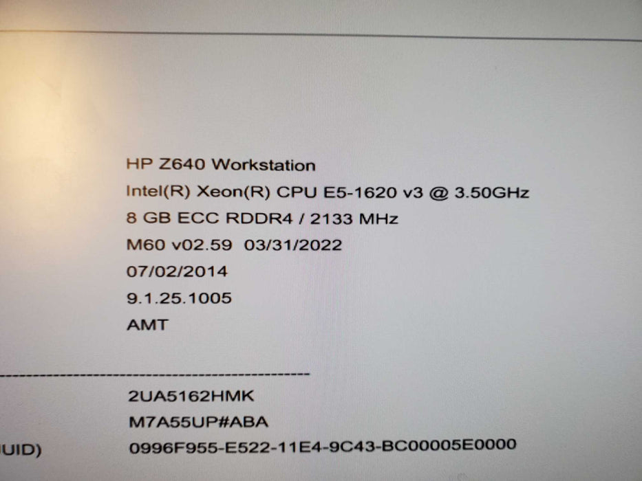 HP Z640 Workstation| Xeon E5-1620 V3|No HDD|8GB RAM|NVS310