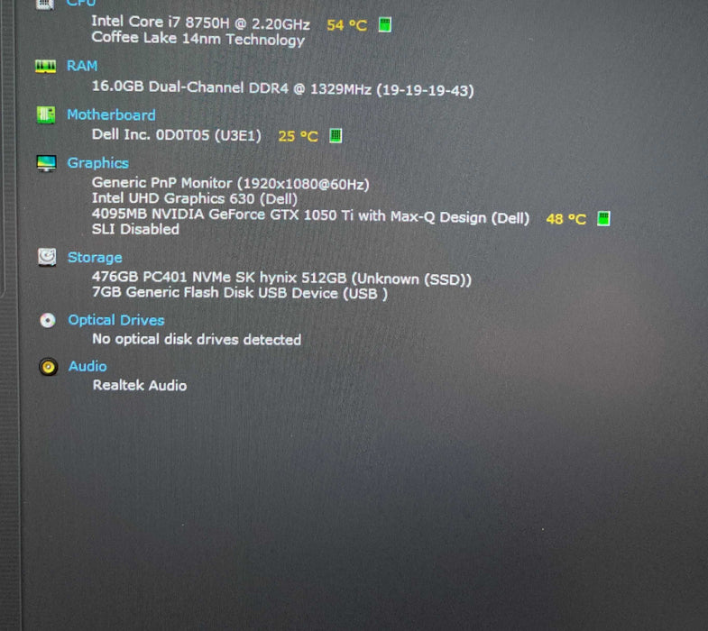 Dell XPS 15 9570 i7-8750H GTX 1650 Ti 4GB GPU 16GB RAM 256GB SSD  Lap200