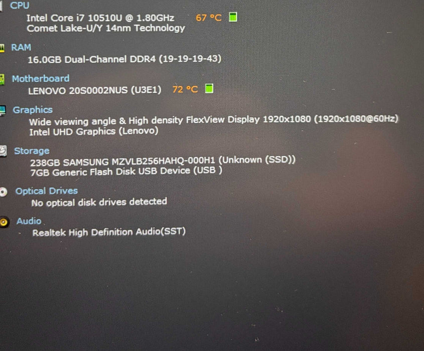 Lenovo ThinkPad T14 Gen 1 Core i7-10510U@1.8GHz 16GB RAM 256GB SSD  Lap200