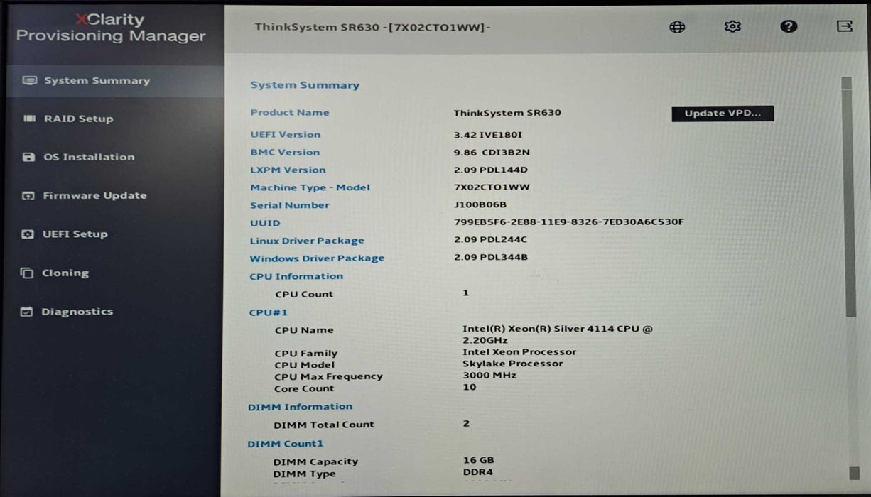 Lenovo SR630 1U 8x 2.5" | Xeon Silver 4114 @2.20GHz, 32GB DDR4, 930-8i RAID )
