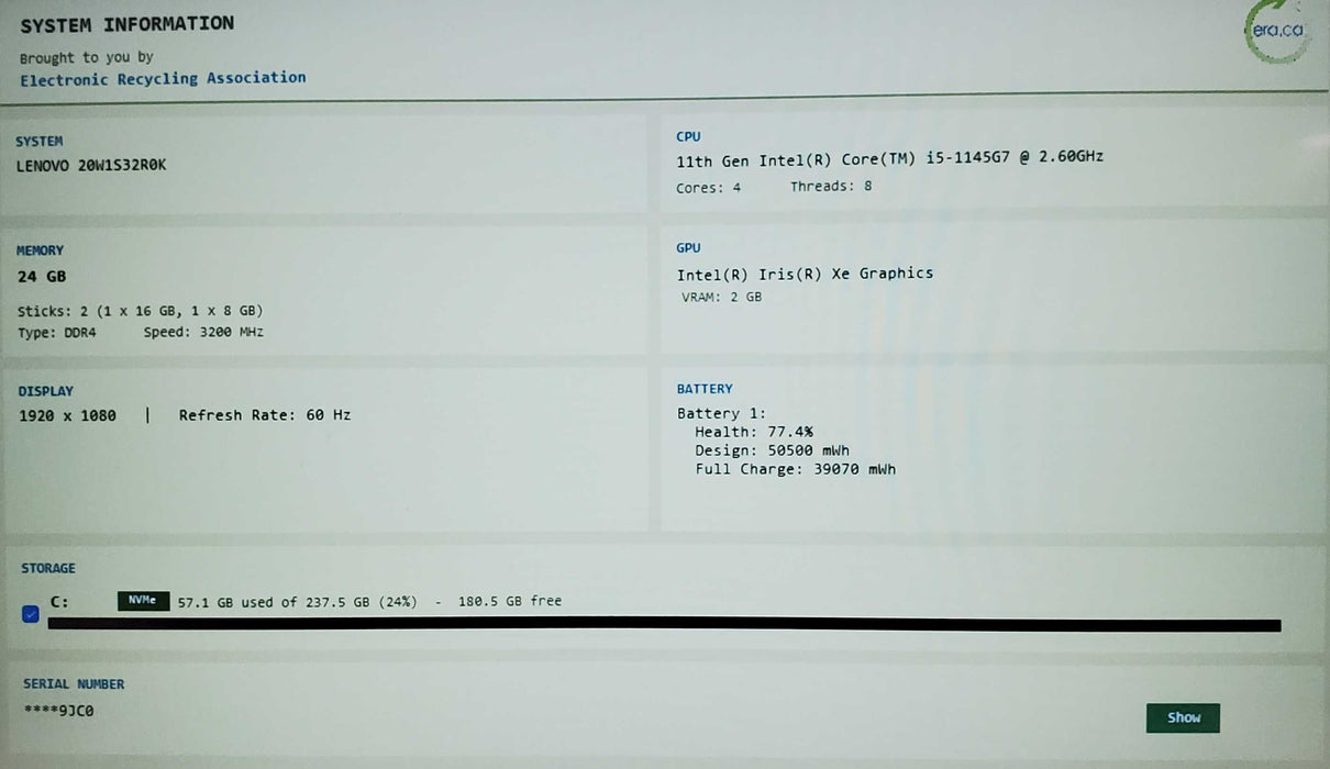 Lenovo ThinkPad T14 Gen 2 TOUCH Core i5-1145G7 vPRO 24GB RAM 256GB SSD READ  Lap200