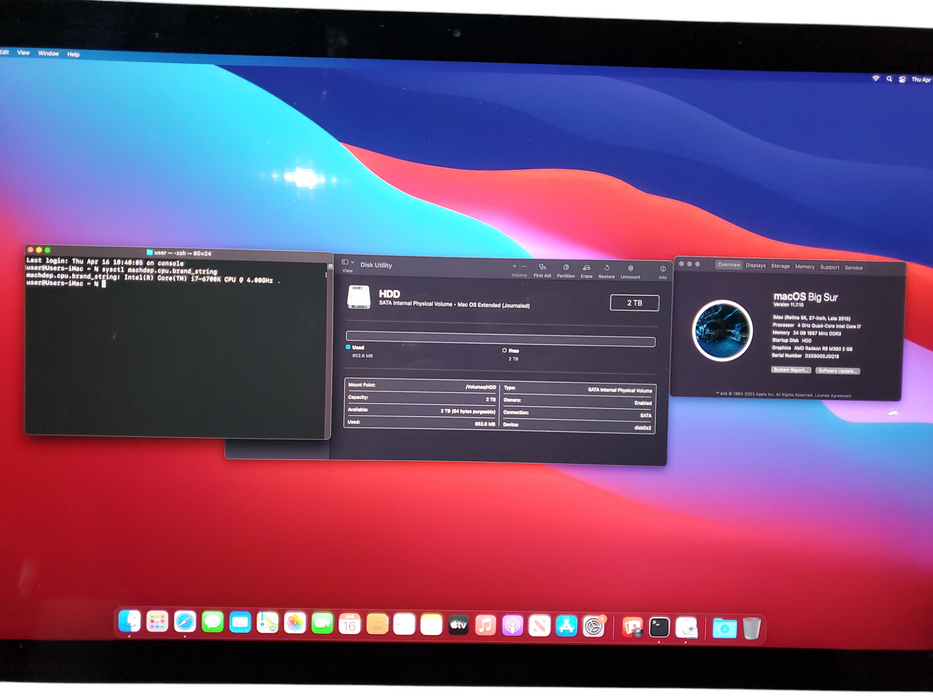 Apple iMac 27" 5K 2015, i7-6700K, 24GB RAM, 120SSD + 2TB HDD