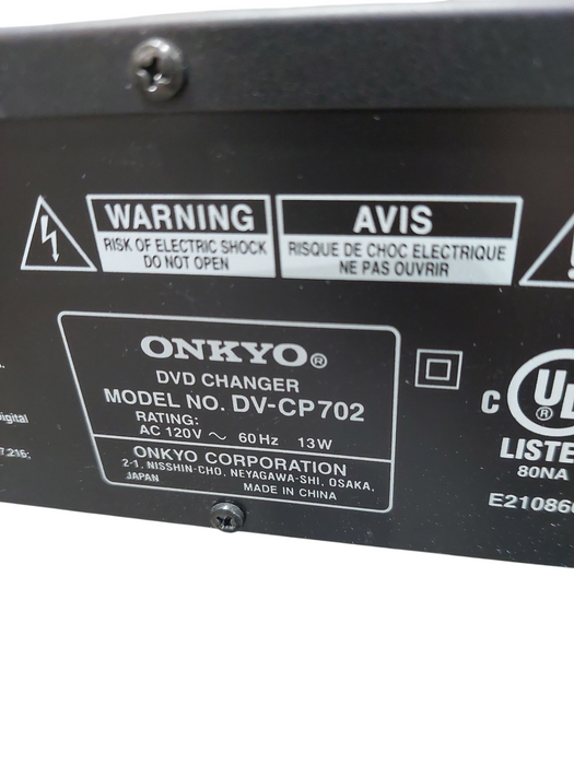 ONKYO DVD Changer May 2006 Model: DV-CP702 No remote  =