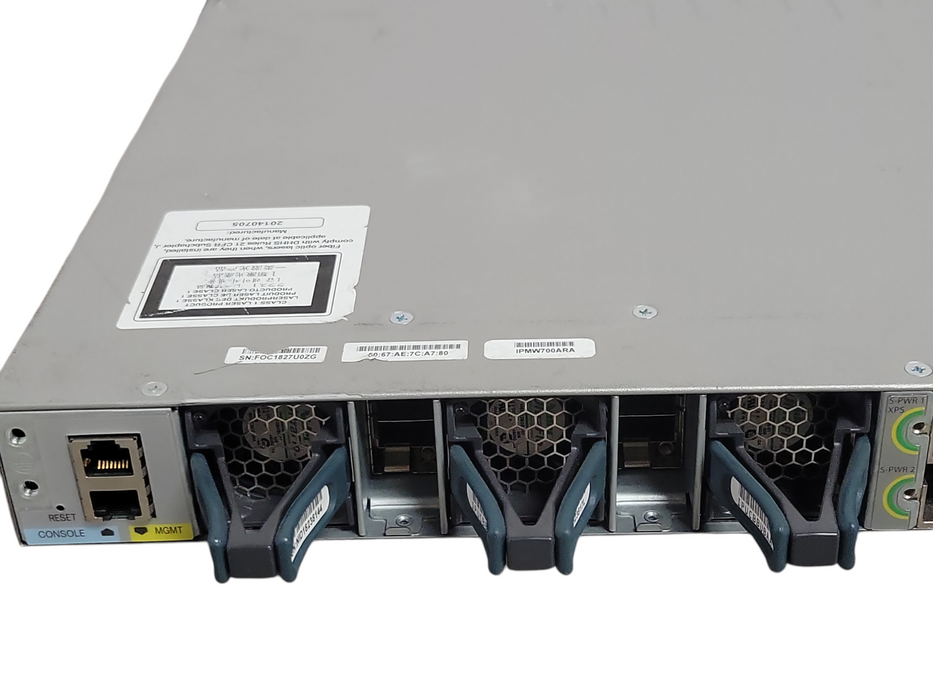 Cisco WS-C3850-48F-L 48 Port PoE+ Gigabit Switch w/ C3850-NM-2-10G, 1x PSU _