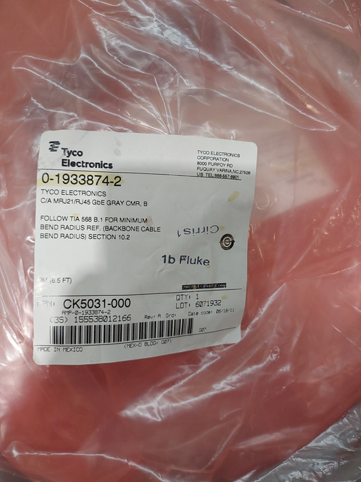 TE 1933873-3 CAT6 Ethernet Cable – Industrial RJ45 2M/6.5ft