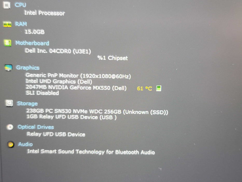 Dell Latitude 5431 i7-1270P 16GB RAM  MX150 256GB SSD NO BATTERY  β Lap200