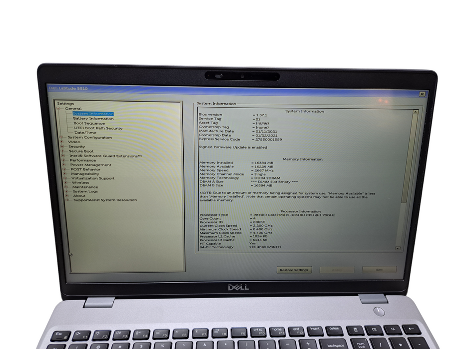 Dell Latitude 5510 Touch | Intel i5-10310U @1.70GHz, 16GB DDR4, 256GB NVMe  Lap200