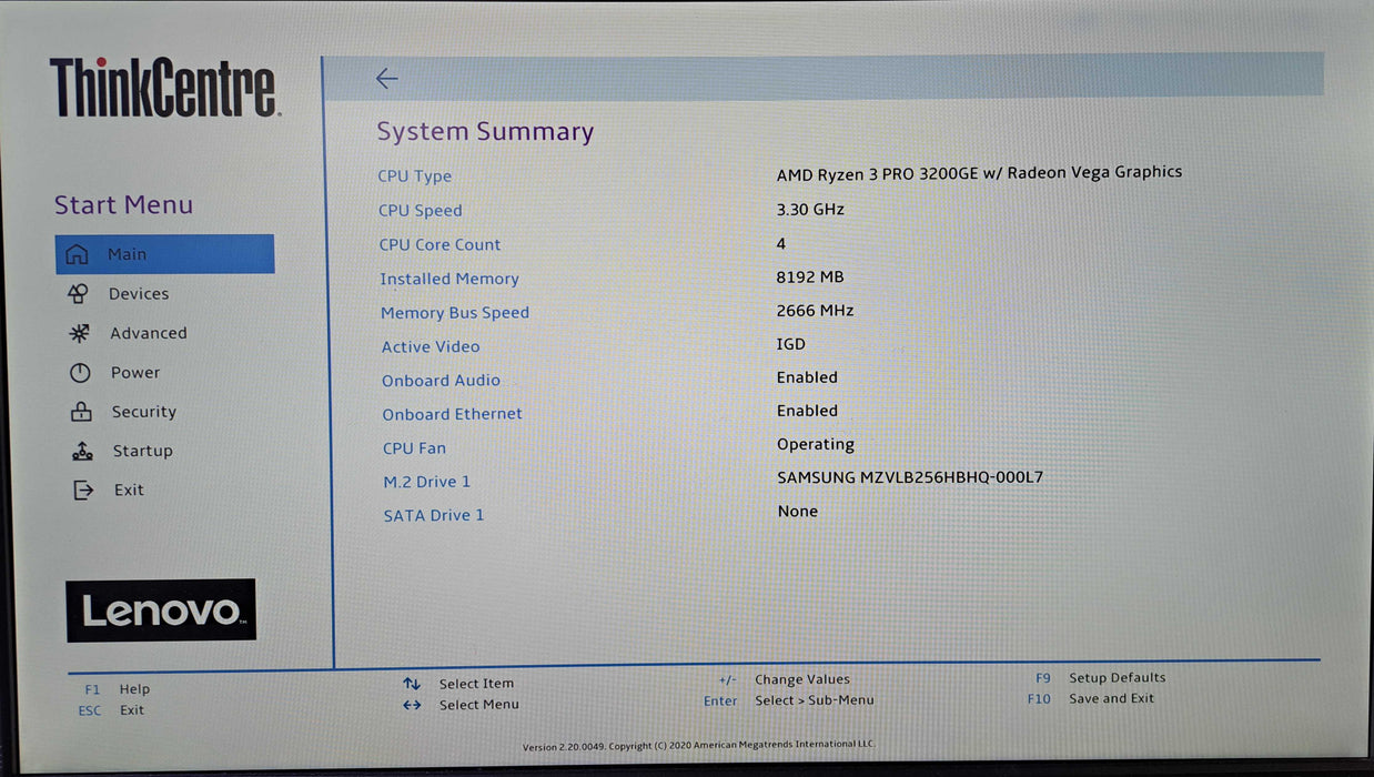 Lenovo ThinkCentre M75q-1 | Ryzen 3 PRO 3200GE, 8GB DDR4, 256GB NVMe )