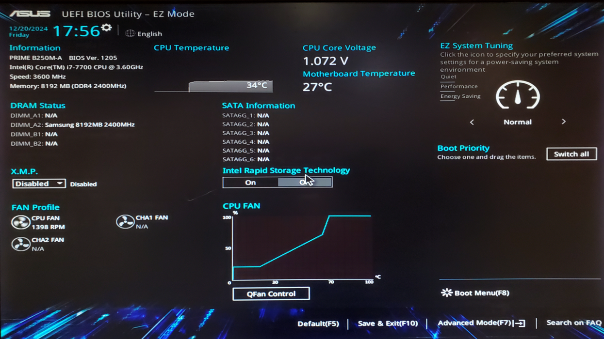 ASUS Prime B250M-A Motherboard, i7-7700, 8GB DDR4 w/ I/O Shield
