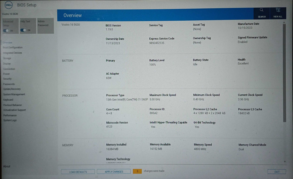 Dell Vostro 16 5630 i7-1360P, 16GB DDR5, 1TB NVMe, 65W Power Adapter  Lap200