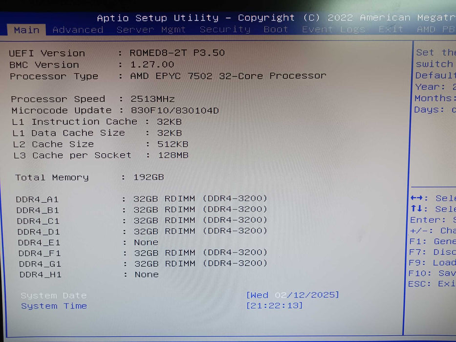 ASRock ROMED8-2T Motherboard AMD EPYC 7502 6GB SAS 196GB DDR4 READ