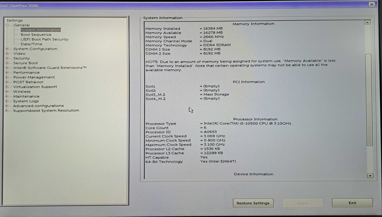 Dell OptiPlex 3080 SFF Intel Core i5-10500 @3.10GHz, 16GB DDR4, 256GB NVMe )