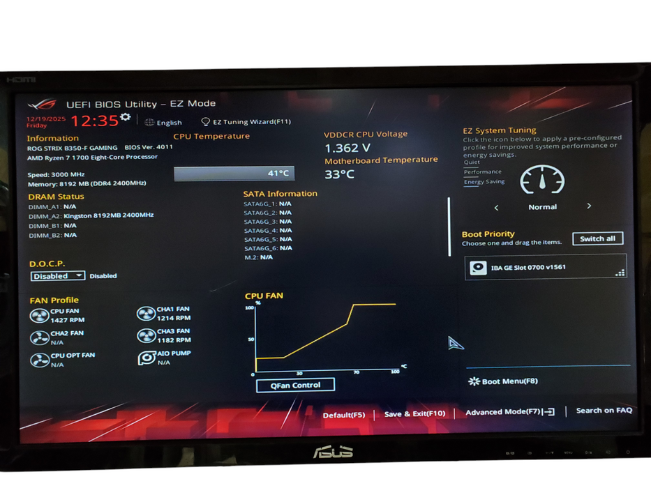 Custom PC | Strix B350-F Gaming Ryzen 7 1700 8GB DDR4 GTX 1060 - No HDD