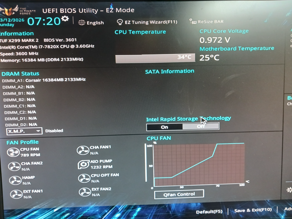 Asus TUF X299 MARK 2 Motherboard Intel i7-7820X 16GB DDR4 I/O Shield READ