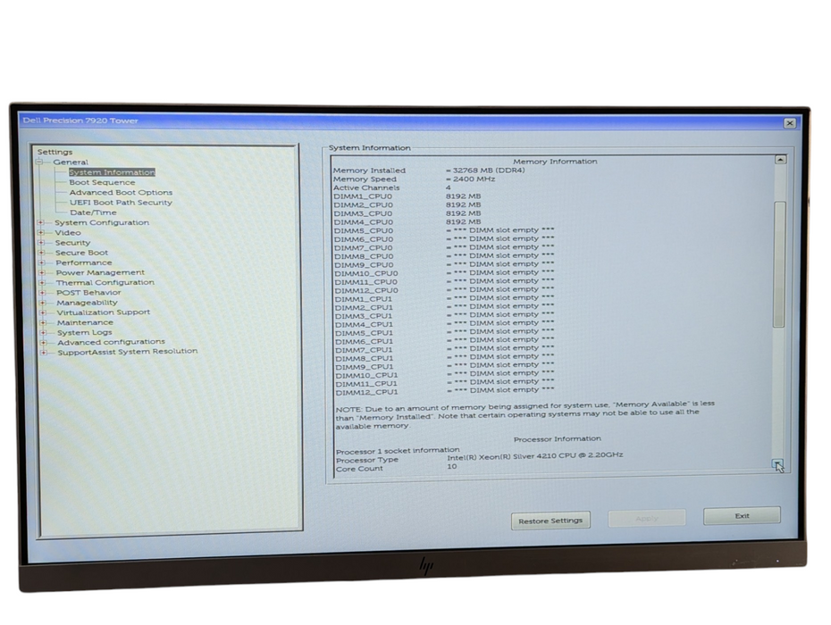 DELL Precision 7920 Workstation Intel Xeon 4210 CPU 32GB RAM P2000 4TB NVMe  -
