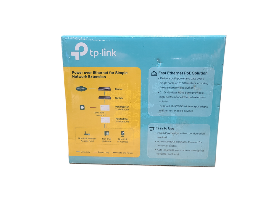 TP-LINK TL-POE200 Power Over Ethernet Kit W/ Injector & Splitter %