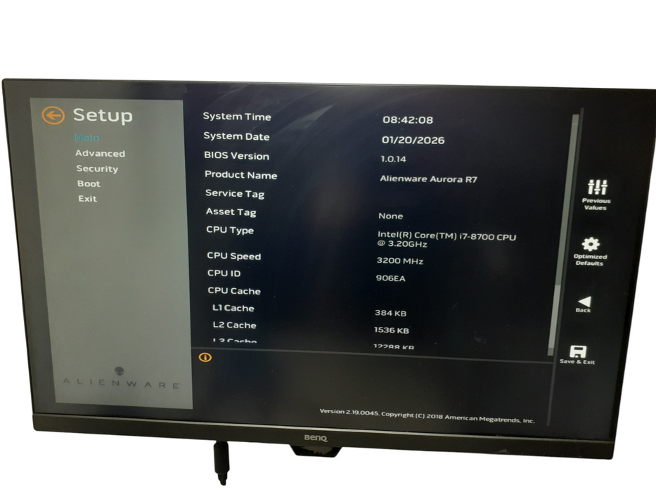 Alienware Aurora R7 i7-8700 @ 3.20Ghz 16GB DDR4 256GB NVMe