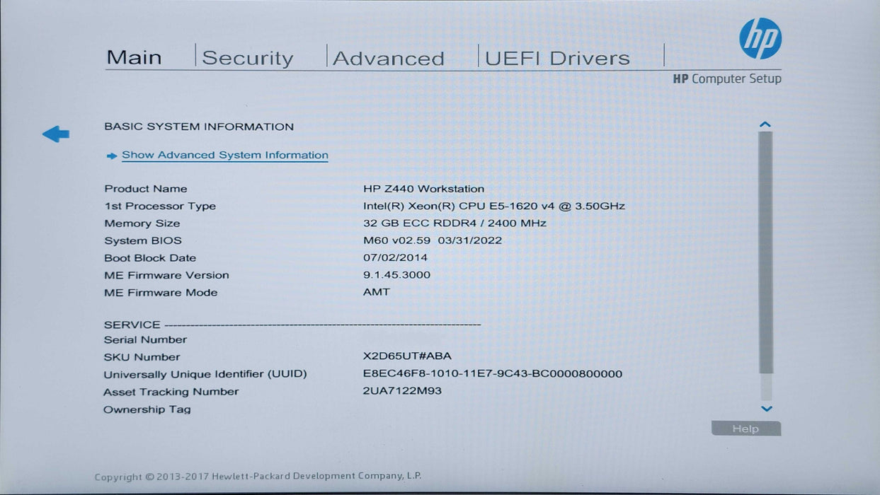 HP Z440 Workstation, Xeon E5-1620v4 3.50GHz, 32GB DDR4, M2000, 525GB SSD