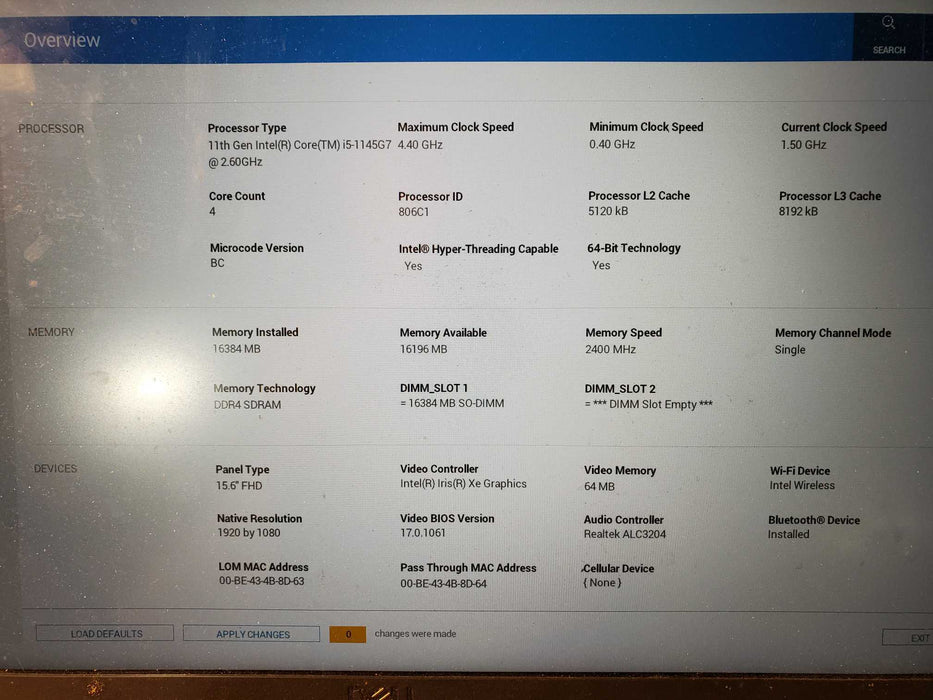 Dell Latitude 3520, i5-1145G7 CPU|16GB DDR4|256GB NVMe | READ Q Lap200