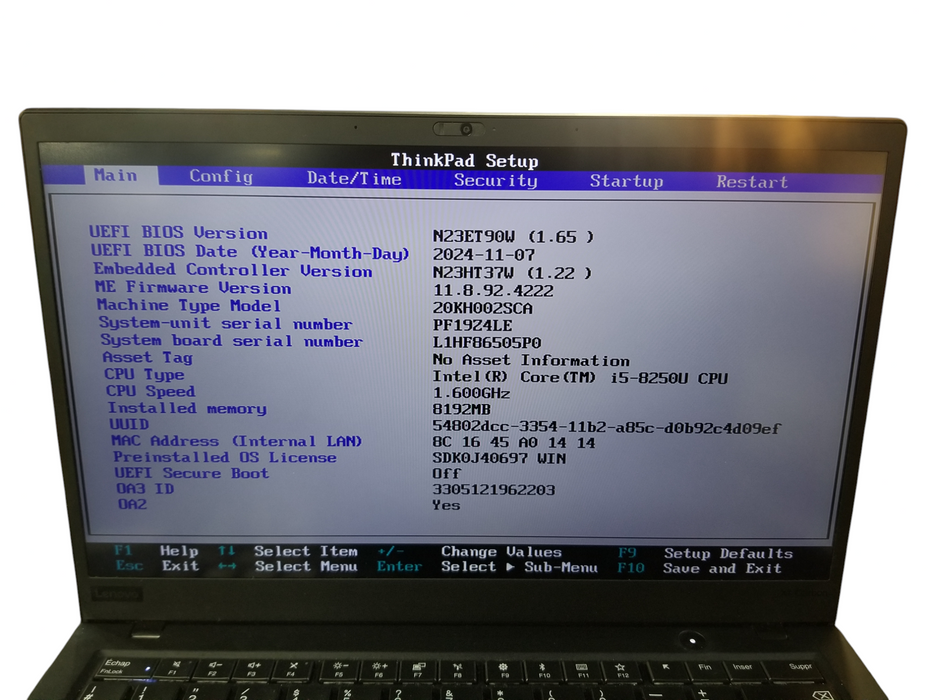 Lenovo ThinkPad X1 Carbon, Core i5-8250U, 8GB DDR4, 256GB NVMe   Lap200