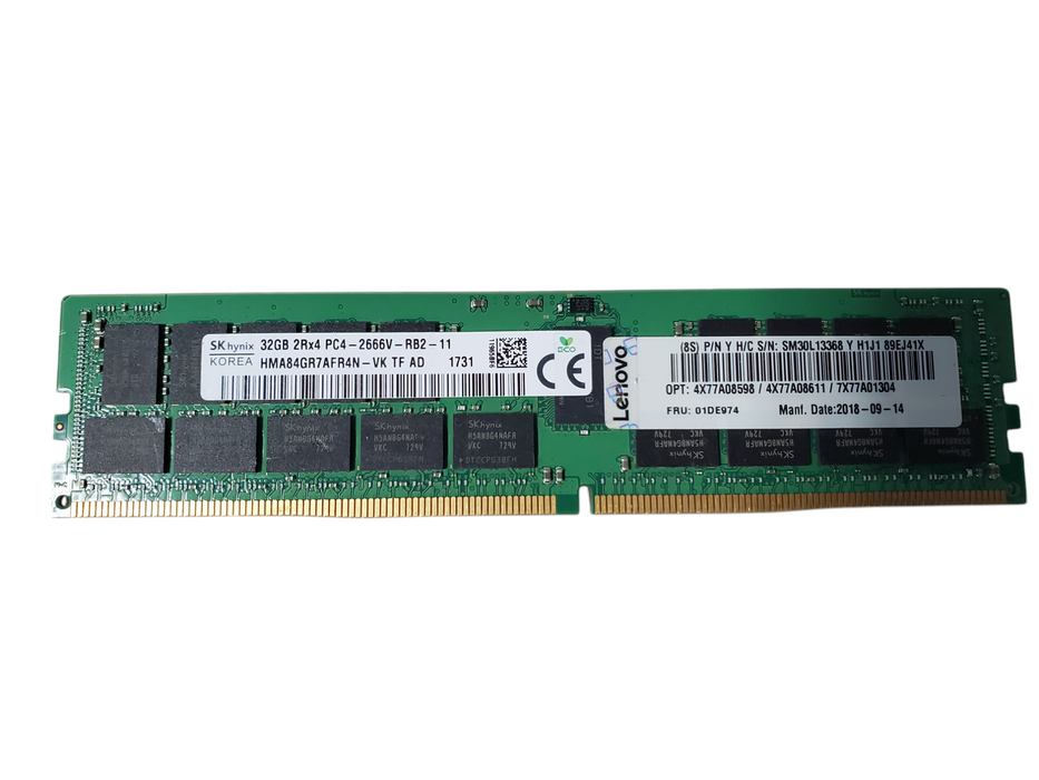 32GB 2Rx4 PC4-2666V ECC RDIMM DDR4 Server RAM SK Hynix HMA84GR7AFR4N-V