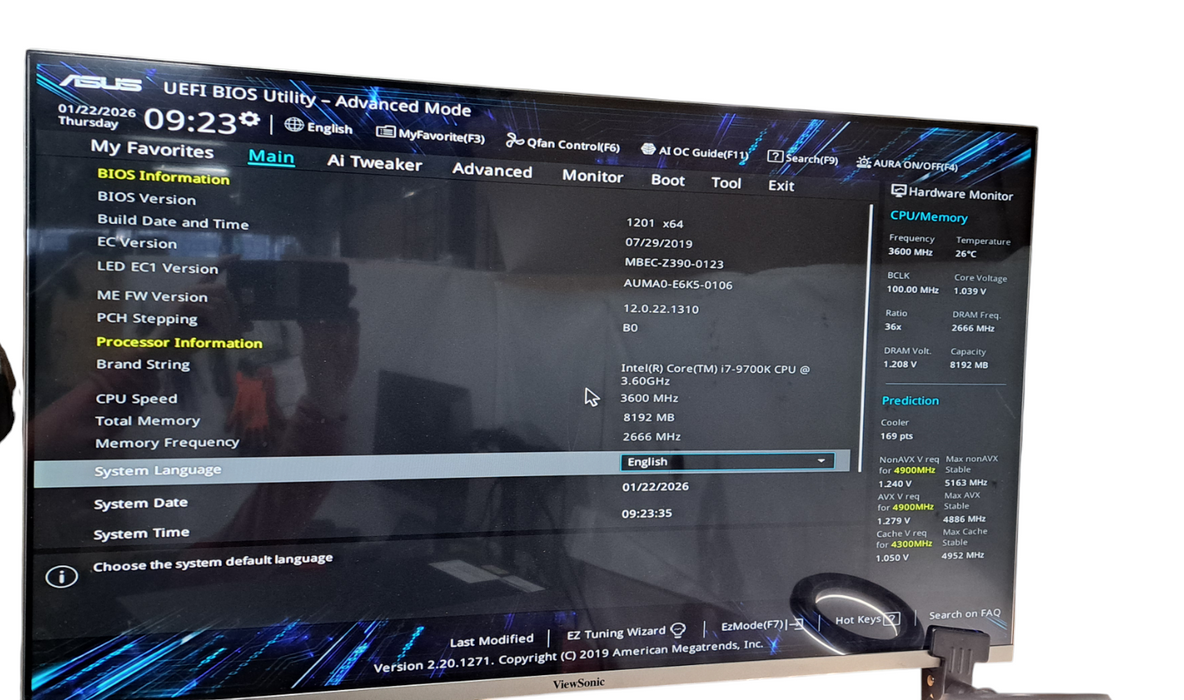 Custom PC i7-9700K|8GB DDR$|256GB SSD|Prime Z390-A|700W|READ