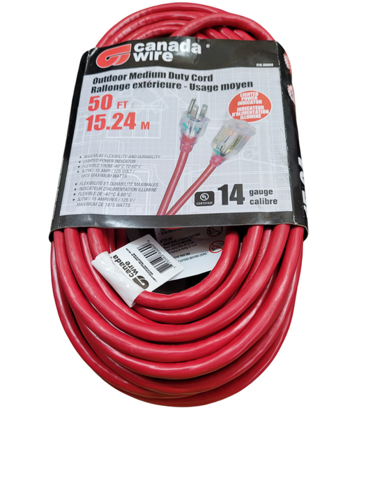 LOT of 2x Outdoor Medium Duty Extension Cord 50ft -Single Outlet -14 Gauge